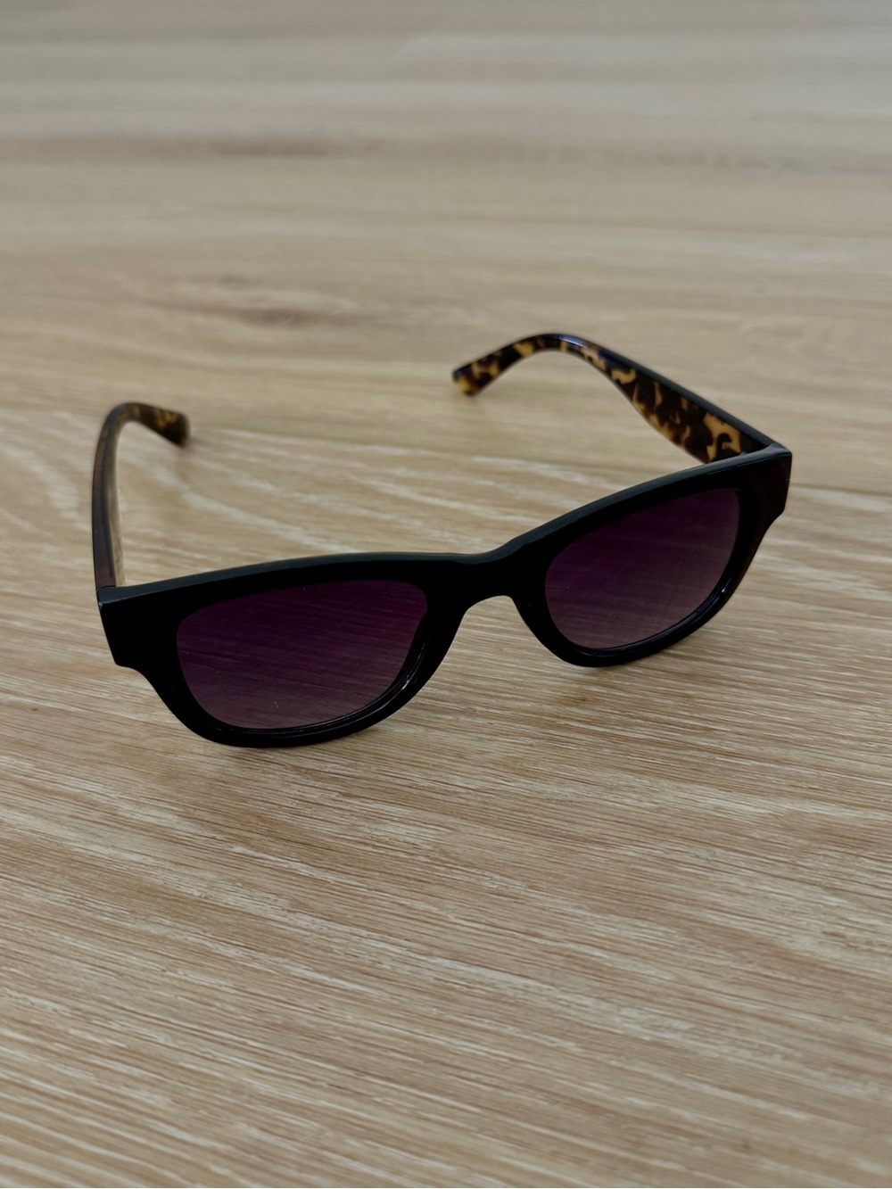 Lucky Brand Black Frame Sunglasses with Tortoiseshell Arms